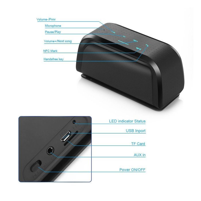 Bluetooth Wireless Speaker Mini Portable Super Bass For Smartphone Tablet MP3 PC Great Qualtiy N2