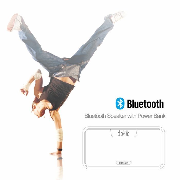 Rolton E300 Multi-functional Portable Wireless Bluetooth Stereo Speaker with Power Bank, FM Radio (Blue) N7