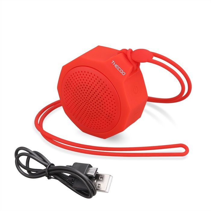 THECOO Portable Bluetooth Speakers, Wireless Waterproof Stereo Bass Speaker System with Lanyard for Outdoor Travel... N6