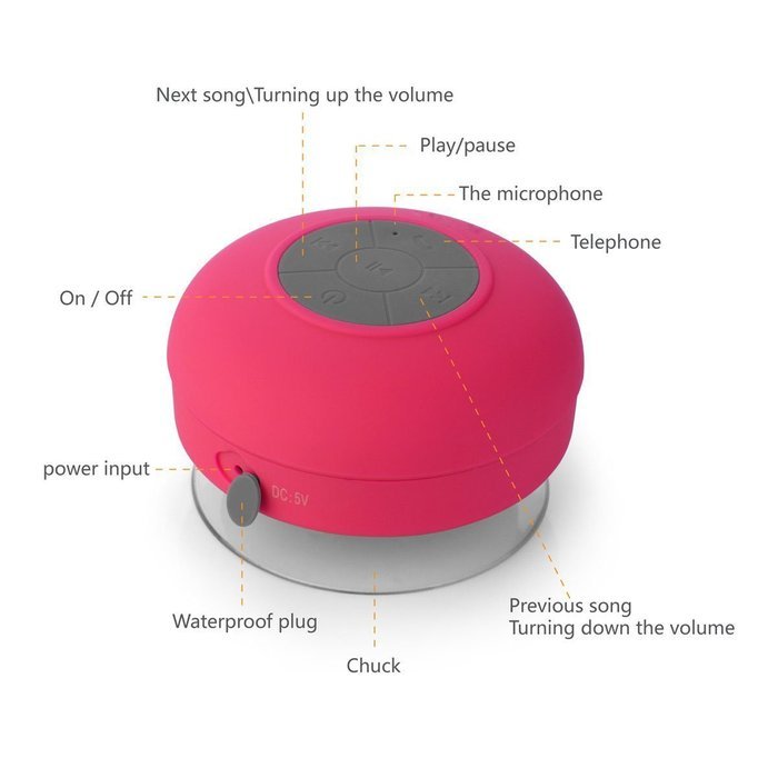 Loveboat Mini Water Resistant Bluetooth 3.0 Shower Speaker Handsfree Wireless Portable Speakerphone with Suction... N11
