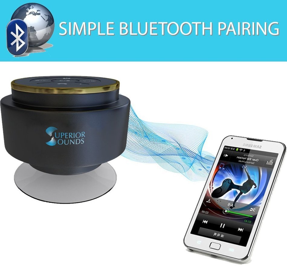 Superior Sounds BT-W110 Waterproof & Portable Bluetooth Shower Speaker with Built-in Mini Mic N5