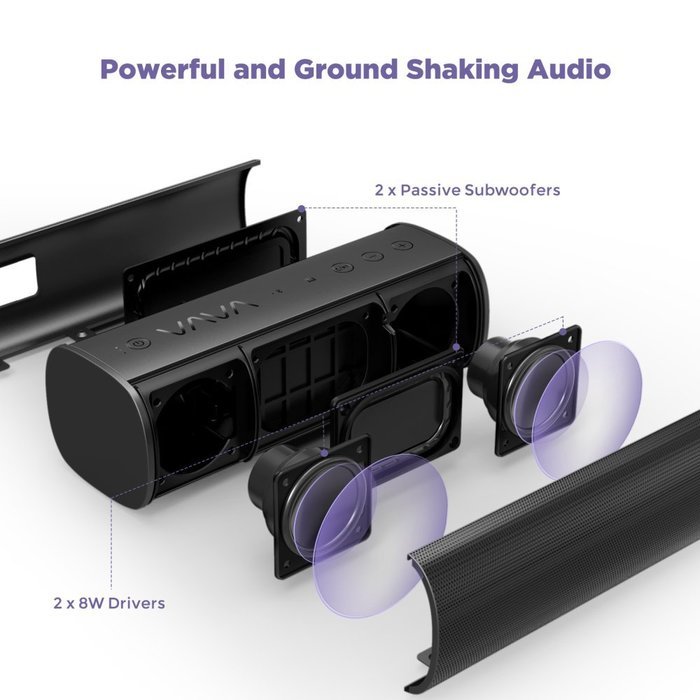 VAVA Voom 20 2 Set of Bluetooth Portable Speakers with Dual 8W Drivers & 2 Passive Subwoofers (Wireless, IPX5... N2