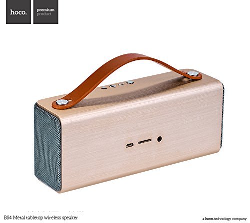 HOCO BS4 Metal Tabletop Rechargeable Wireless Bluetooth Speaker - Golden N5