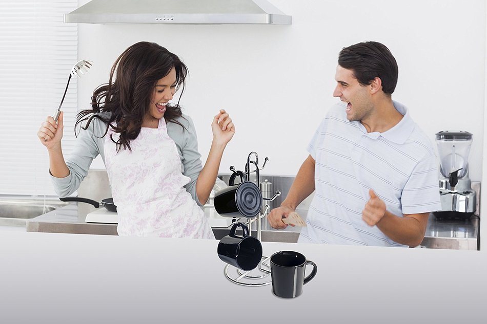 CTA Digital SP-BMSW Bluetooth Speaker Mug with Mug Stand & Porcelain Mugs N8