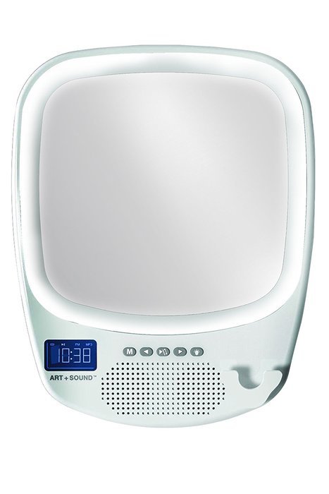 ART+SOUND AR6001WH Bluetooth Wireless Shower Speaker With Fogless Mirror, Built in Radio (FM/AM)