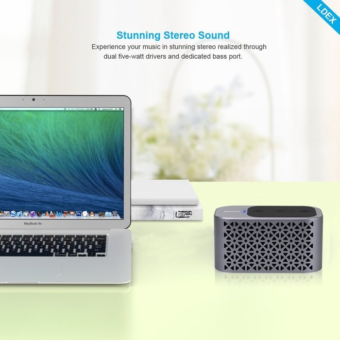 [2016 Aluminum Bluetooth Speaker 4.0 , 4400mAh battery for 24-Hour Playtime, Dual 5 Watt Drivers, Built-in Mic... N8