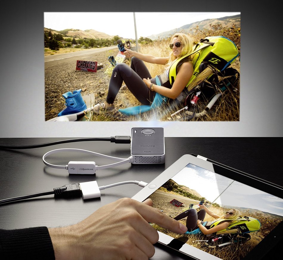 Philips PPX4350 Pocket Projector, 50 Lumens, LED, HDMI, 60 Inches Display, USB, 4,6 Oz N3