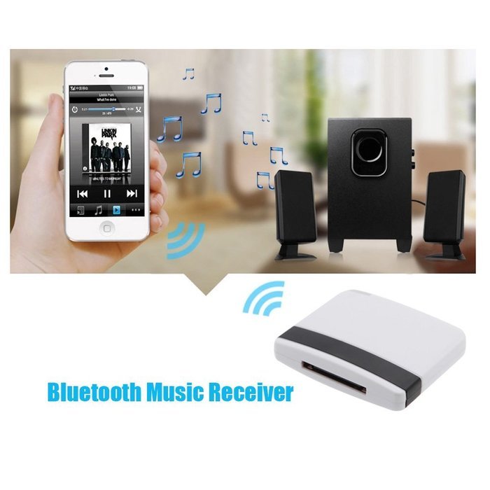 KKmoon Bluetooth A2DP Music Receiver Audio Adapter for iPad iPod iPhone 30Pin Dock N2