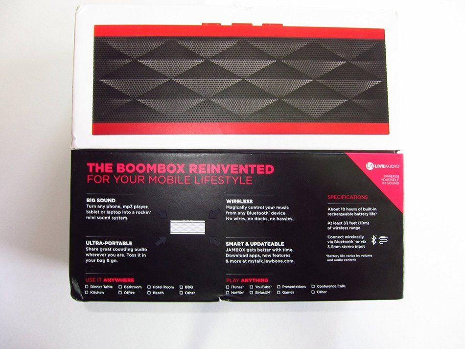 Jawbone - Jambox Wireless Bluetooth Speakerphone - Black/Red N2
