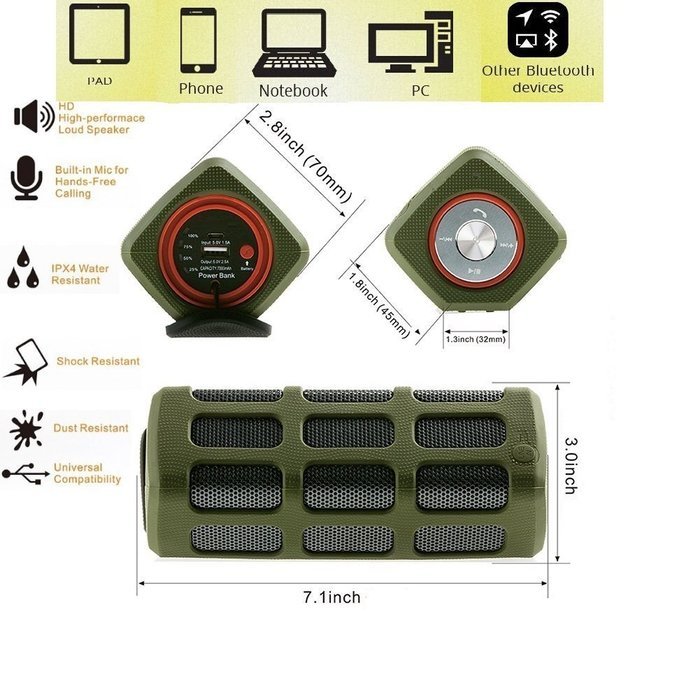 Maishengjie Bluetooth Speakers,with Power Bank, Built-in 7000mAh Rechargeable Battery, 20 Hours Playtime, Powerful... N10