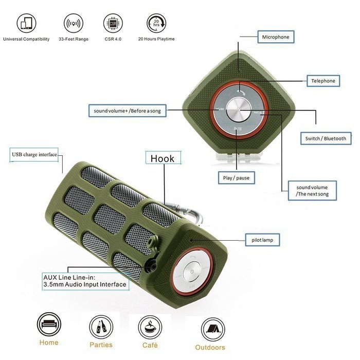 Maishengjie Bluetooth Speakers,with Power Bank, Built-in 7000mAh Rechargeable Battery, 20 Hours Playtime, Powerful... N11