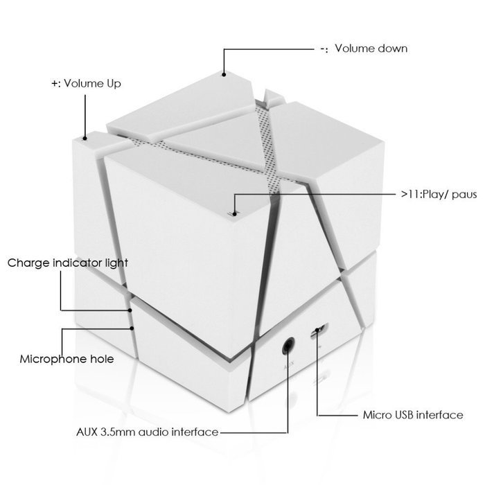 OKCSC(TM) Bluetooth 3.0 Colorful Speaker Magic Cube Square LED Portable Wireless SuperBass Stereo Mini Music Player... N8