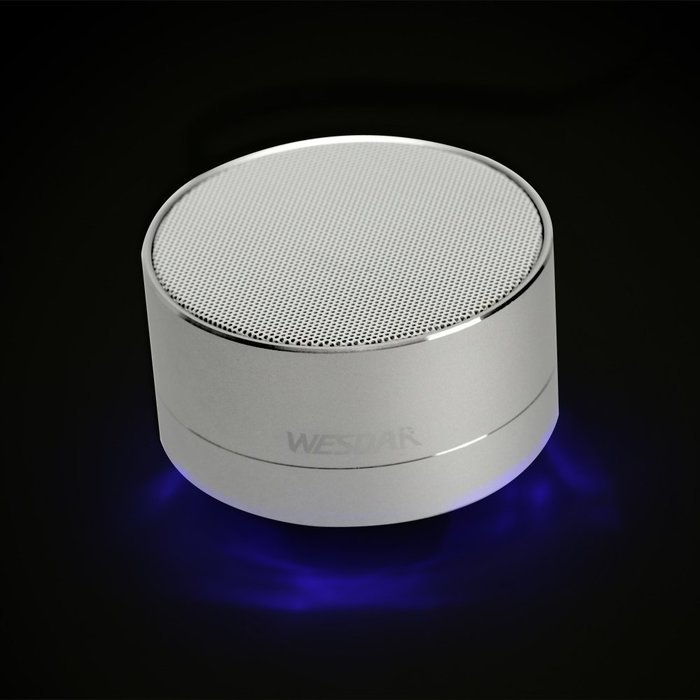 WESDAR Bluetooth Speakers with Lights For iPhone Android Bluetooth 4.0 - 5V 500mah Gray - Weight in 5.6oz, 114S-Gr N15