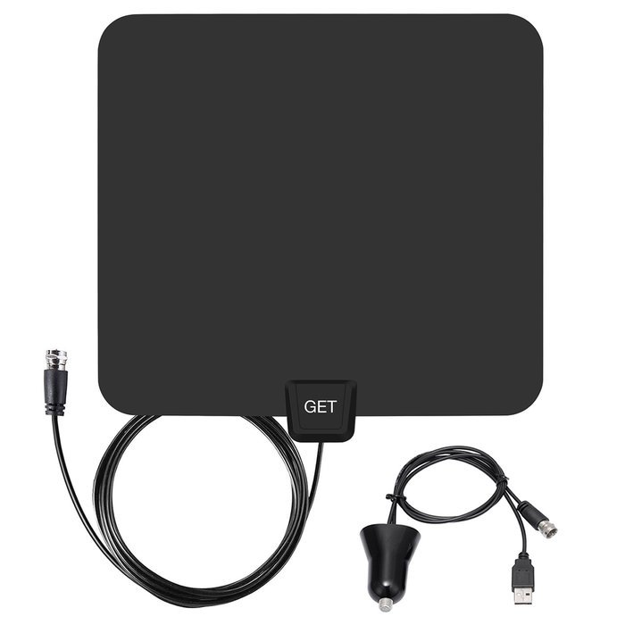 GET Digital TV Antenna 50 Miles Range Indoor Amplified Antenna with High Performance-13 ft Coaxial Cable-Black