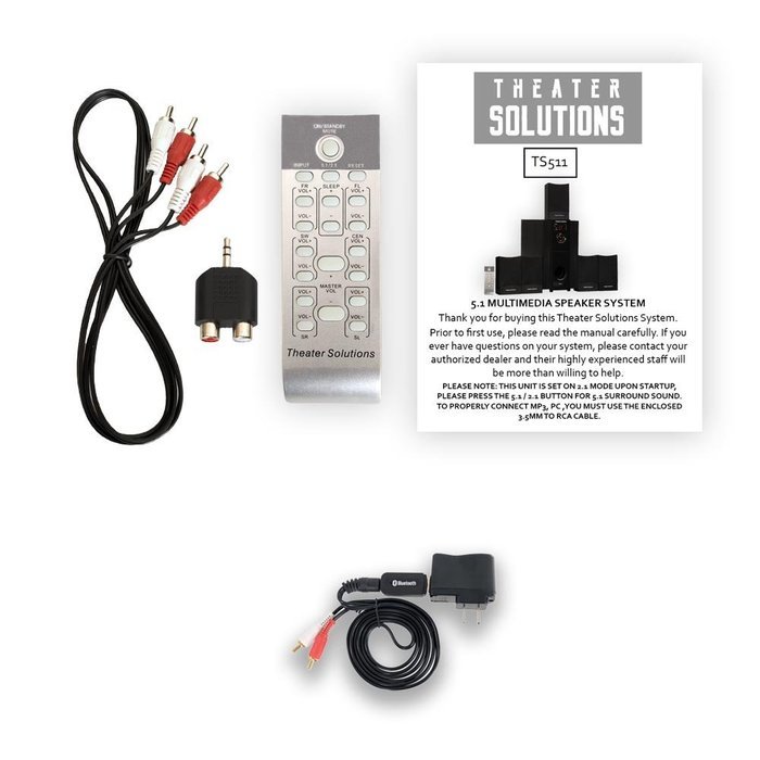 Theater Solutions TS511 Home Theater 5.1 Powered Speaker System with Bluetooth N2