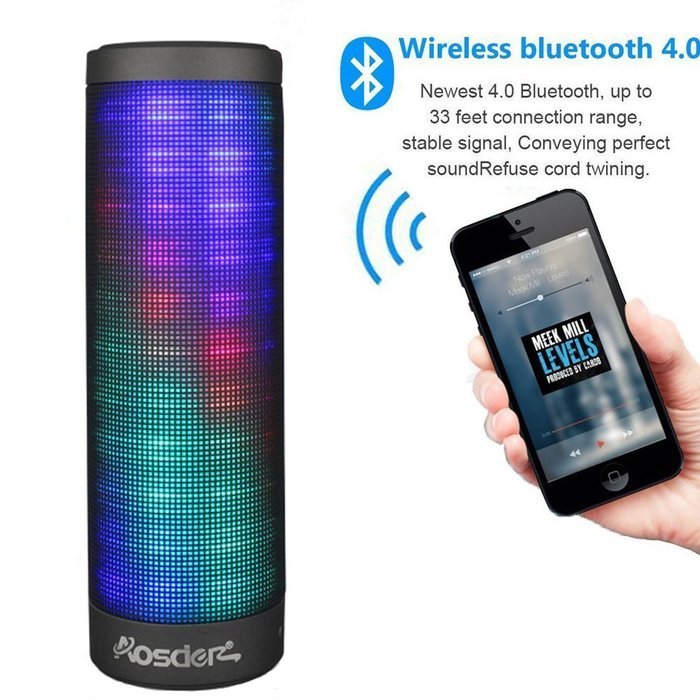 Podofo&reg; Hi-Fi Portable Speaker Wireless Bluetooth 4.0 Speakers with 6 LED Visual Display Mode, Build in Microphone...