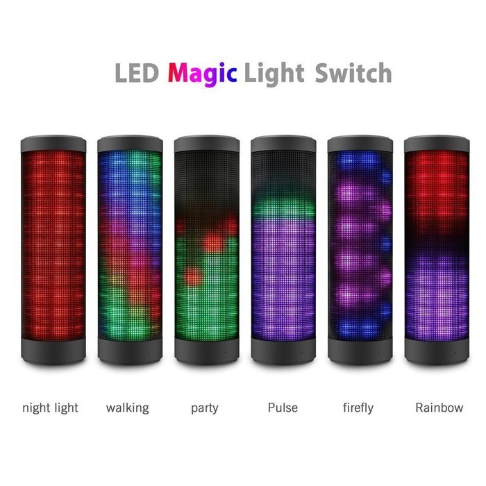Podofo&reg; Hi-Fi Portable Speaker Wireless Bluetooth 4.0 Speakers with 6 LED Visual Display Mode, Build in Microphone... N2