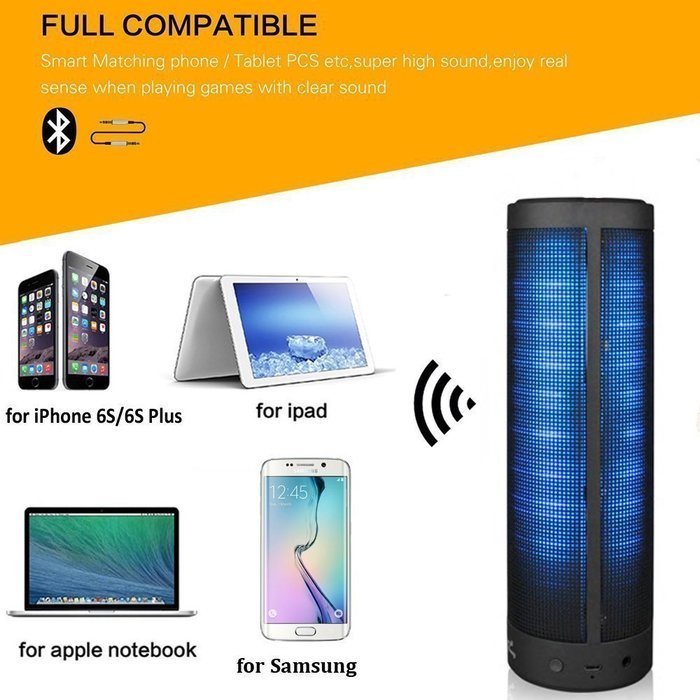 Podofo&reg; Hi-Fi Portable Speaker Wireless Bluetooth 4.0 Speakers with 6 LED Visual Display Mode, Build in Microphone... N4
