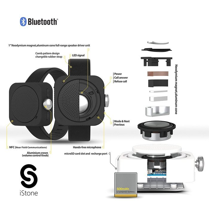 iStone WS2 Portable Wearable Wireless Bluetooth Speaker, NFC Tech，Hands-free Call, Micro SD Card Input, Changeable... N5