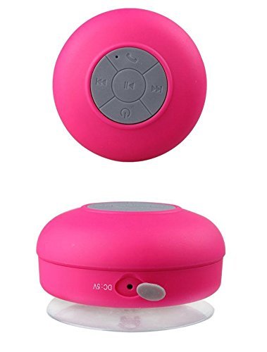 Water Resistant Wireless Bluetooth 3.0 Rose Red Speaker with Built-In Mic, Volume Control, Handsfree Suction Cup... N2