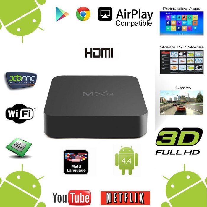 YIYU SUJIAO MXQ Smart TV BOX Android 4.4 XBMC Quad Core 8GB WIFI HD 1080P HDMI Media Player N2