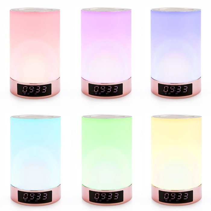 LEDMO LED Bluetooth Speakers with Touch Lamp, Music Player, Hands-free, Alarm Clock and Changing Colored LED Lights N6