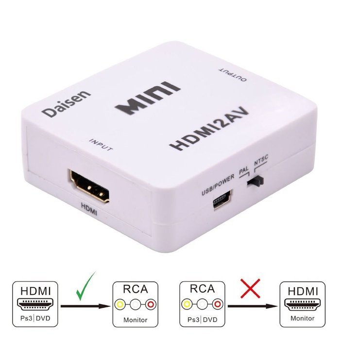 Daisen tech HDMI to AV Converter 1080p HDMI to RCA CVBS AV Composite Adapter HDMI 2 AV Converter support PAL/NTSC... N2