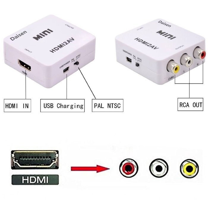 Daisen tech HDMI to AV Converter 1080p HDMI to RCA CVBS AV Composite Adapter HDMI 2 AV Converter support PAL/NTSC... N4