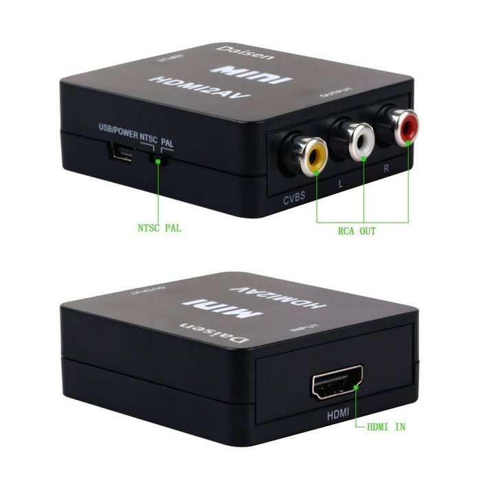 Daisen tech HDMI to AV Converter 1080p HDMI to RCA CVBS AV Composite Adapter HDMI 2 AV Converter support PAL/NTSC... N11