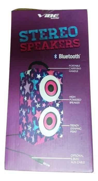 Vibe Sound Portable Bluetooth Speaker Pink & Purple Stars