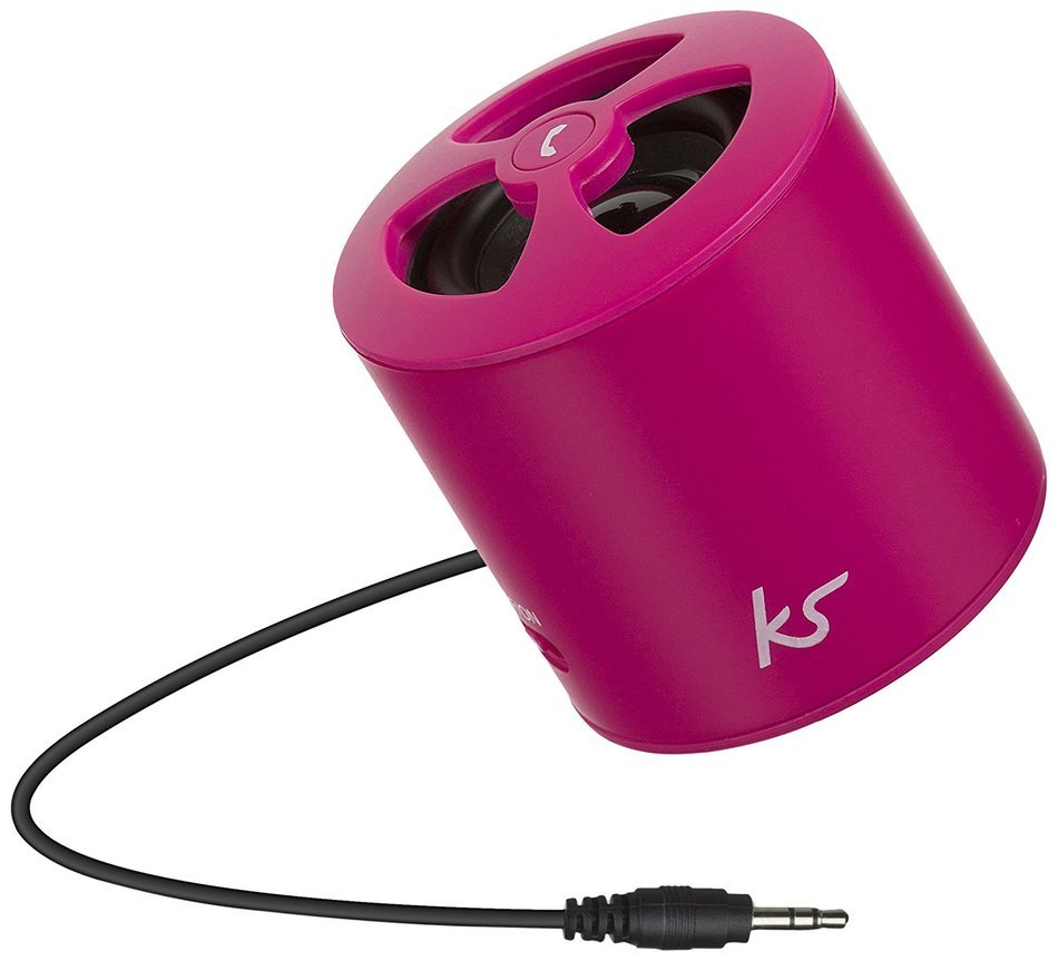 KitSound PocketBoom Wired Rechargeable Portable Speaker with 3.5mm Aux Cable - Pink