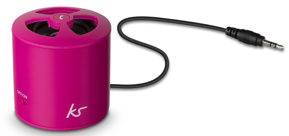 KitSound PocketBoom Wired Rechargeable Portable Speaker with 3.5mm Aux Cable - Pink N2