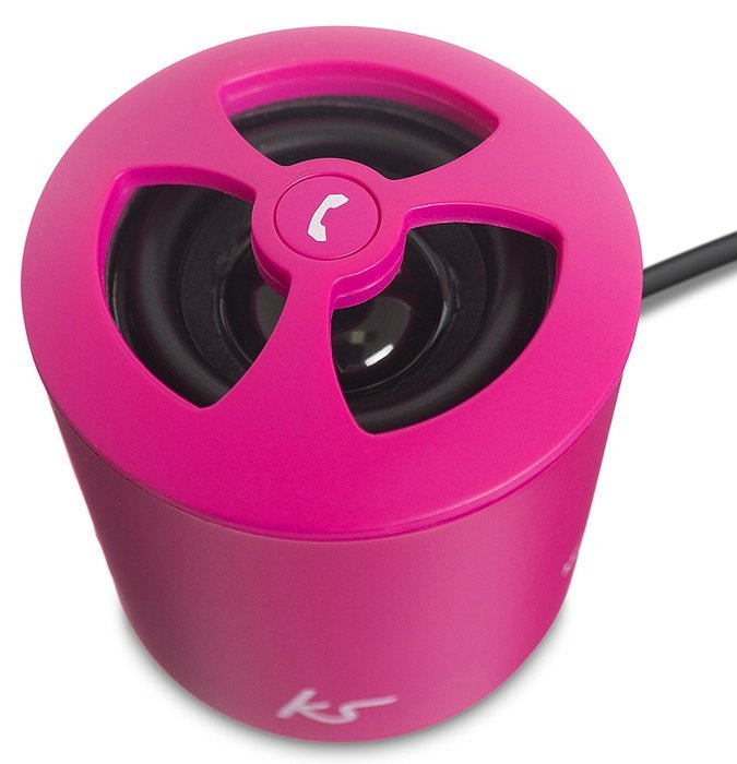 KitSound PocketBoom Wired Rechargeable Portable Speaker with 3.5mm Aux Cable - Pink N3