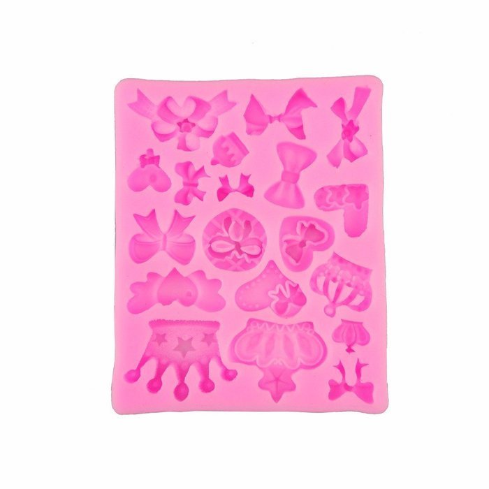 3D Silicone Ribbon Crown Heart Shape Baking Mould Mold for Cake Fondant Candy Chocolate