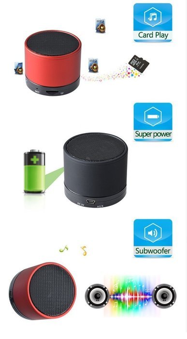 WONFAST&reg; Portable Mini S10 Wireless Bluetooth Stereo Speaker Support Call with Mic TF Built-in Battery for iPhone... N2