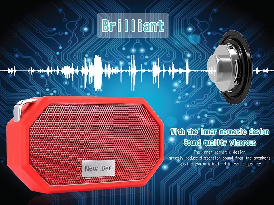 Showkoo New Bee Portable Pocket Waterproof Shockproof Wireless Bluetooth Shower Speakers with Mic CSR V4.0 Bluetooth... N3