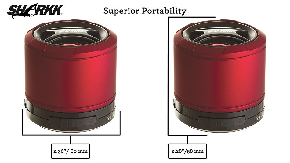 SHARKK&reg; Bluetooth Speakers Mini Ultra Portable Speaker Alloy Steel Rubberized Housing Powerful Sound and Bass... N7