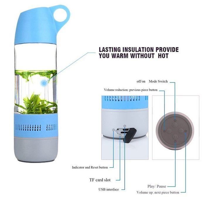 VOWSVOWS 2 in 1 Outdoor Sport Water Bottle Bluetooth Speaker 400ml Bottle Bluetooth Speaker Support TF Card for... N2