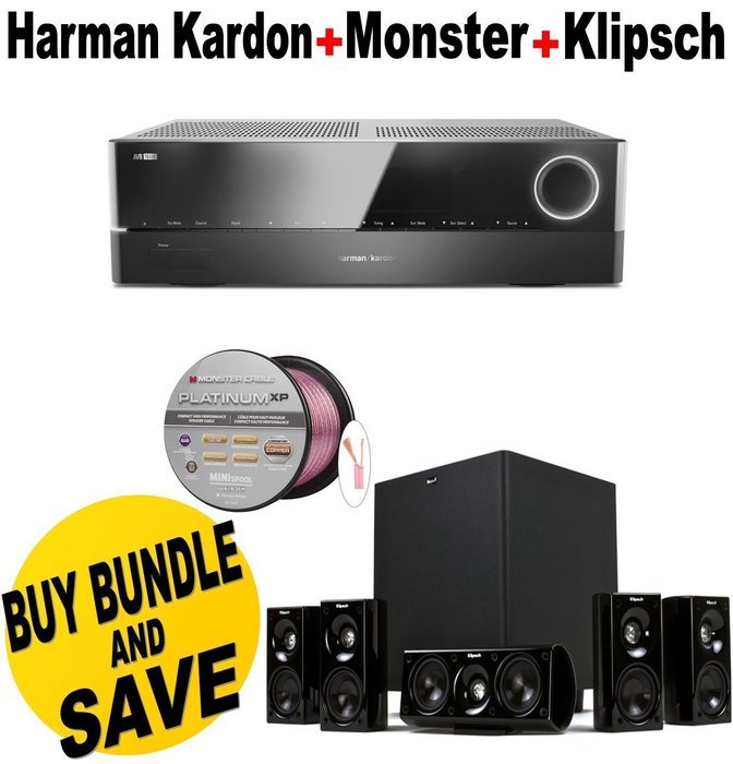 Harman Kardon Audiophile Performance Home Theater Receiver (AVR 1610S) + Klipsch HDT-600 Home Theater System +...