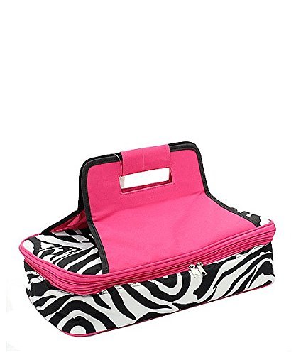 Zebra Animal Print Chevron Casserole Carrier for Holiday Party Entertaining Pink