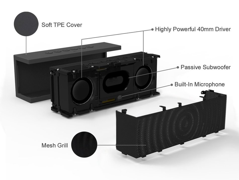 Bolse 12W NFC Wireless Portable Wireless Bluetooth Speaker, 8 hour Playtime with Built-in Speakerphone for iPhone... N8