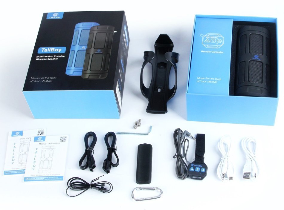 Bluetooth Speaker System by Celtic Blu &ndash; 100ft Range w/ Surround Sound &ndash; Comes w/ Built-In Power Bank, Bike Cage... N2