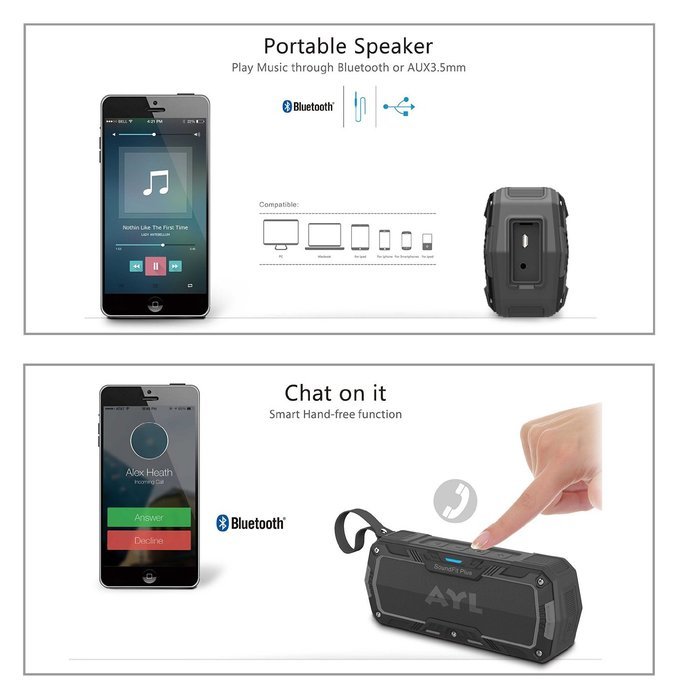 SoundFit Plus Waterproof Bluetooth Speaker - Durable Portable Outdoor Wireless Sound System - Features Powerful... N7