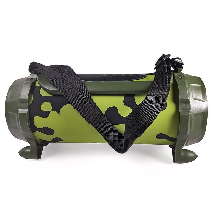 EMB Professional EURO22 Rechargeable Portable Bluetooth Boombox Speaker System w/ AUX/USB/MP3 Player - Green Camouflage N2