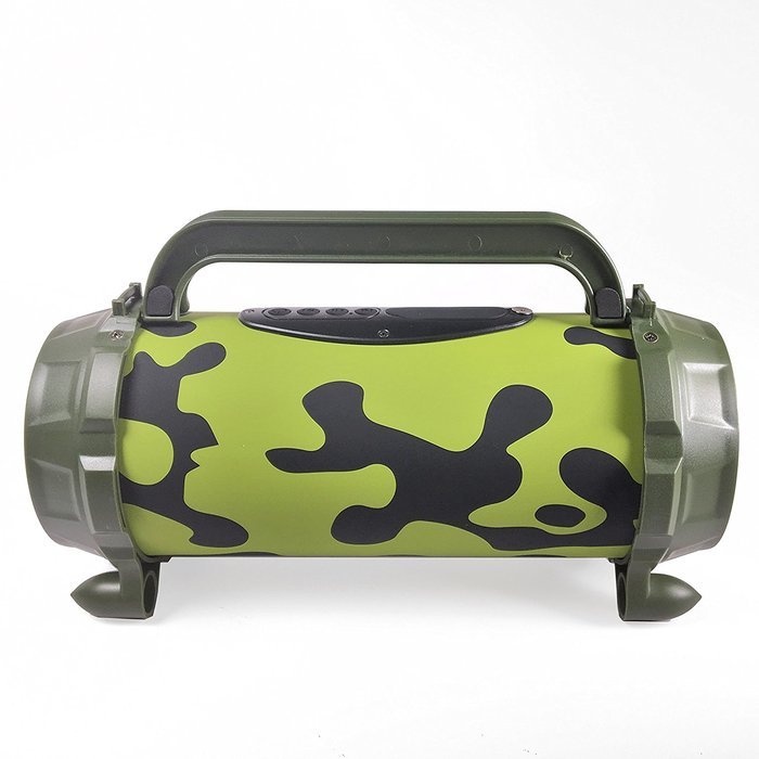 EMB Professional EURO22 Rechargeable Portable Bluetooth Boombox Speaker System w/ AUX/USB/MP3 Player - Green Camouflage N5