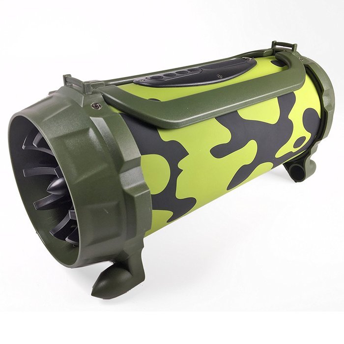 EMB Professional EURO22 Rechargeable Portable Bluetooth Boombox Speaker System w/ AUX/USB/MP3 Player - Green Camouflage N6