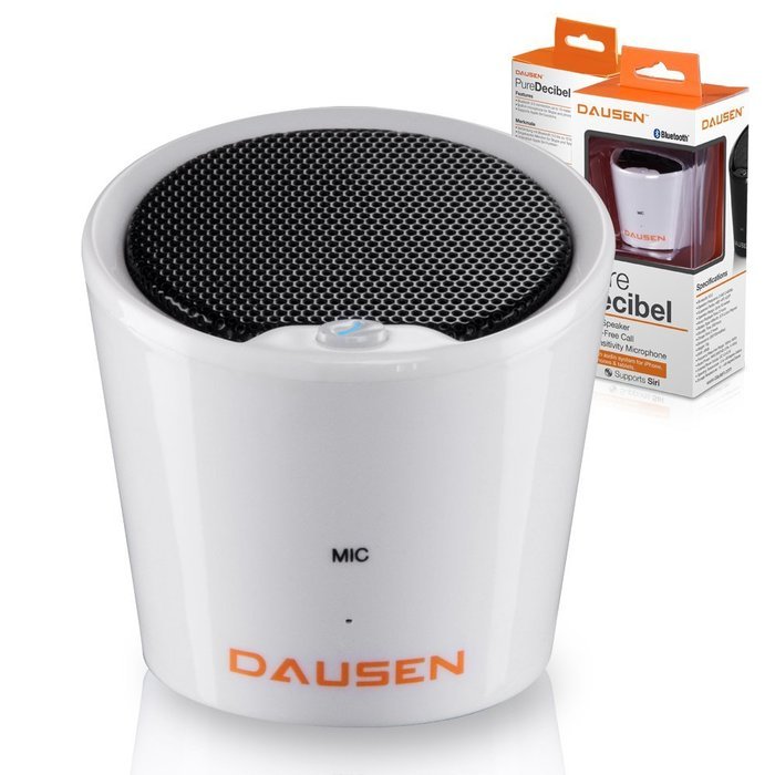 Ultra Compact Pure Decibel White Bluetooth Speaker, Minimalist Design, by Dausen with Siri Support for iPhone,...