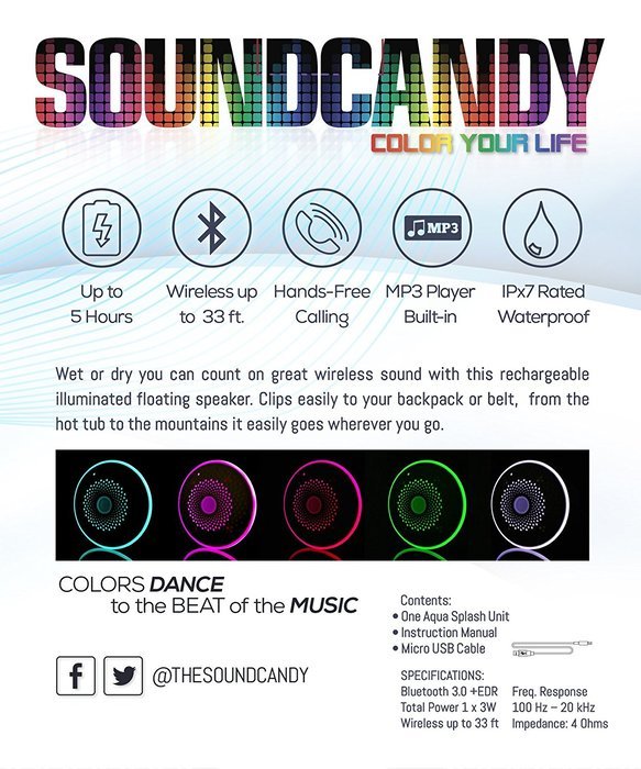 SoundCandy C3013WHB-BT Aqua Splash Speaker N3