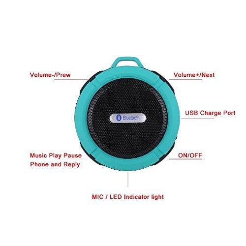 J-deal&reg; Wireless Bluetooth 3.0 Waterproof Outdoor / Shower Speaker, with 5w Speaker/suction Cup/mic/hands-free... N9