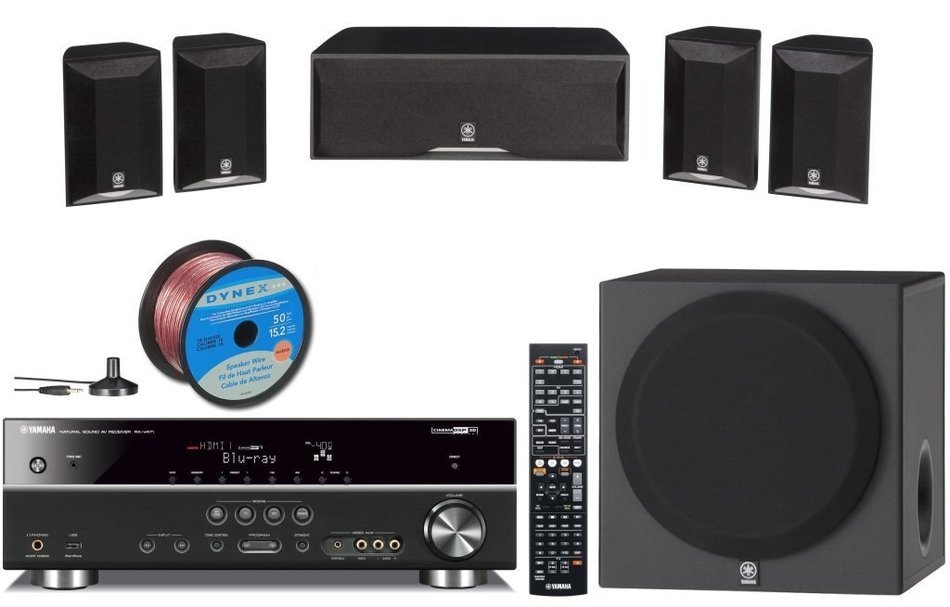 Yamaha Complete CINEMA DSP 3D Ready Home Theater System with 5.1-channel 525 Watt AV Receiver + 4 Surround Satellite...